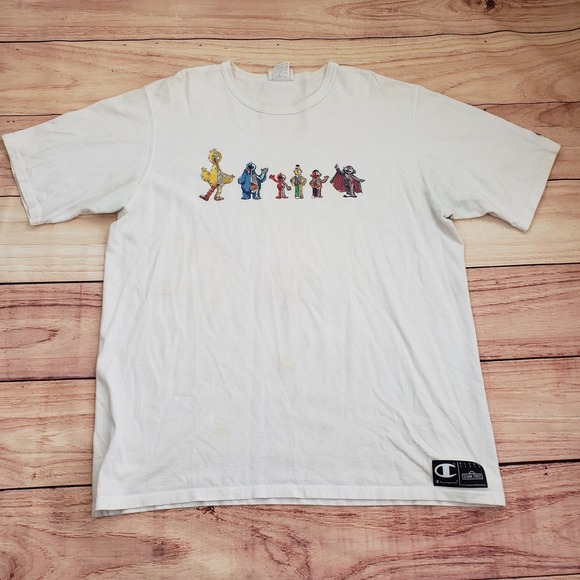 VINTAGE Champion Sesame Street Shirt Mens 2XL XXL White Short Sleeve Adult - Picture 1 of 11